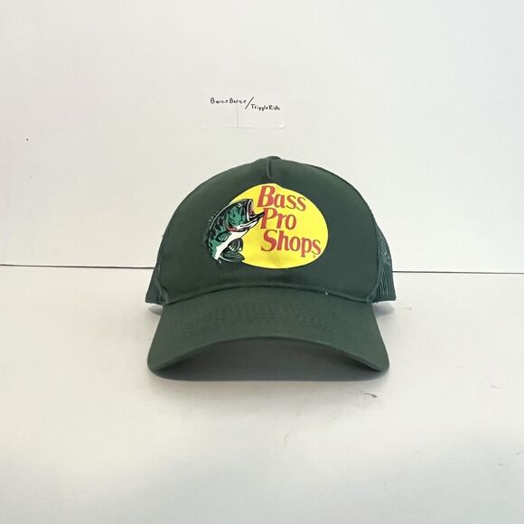 VTG Bass Pro Shops Mesh Trucker Hat Forest Green Adjustable Snapback Fishing - Picture 1 of 5